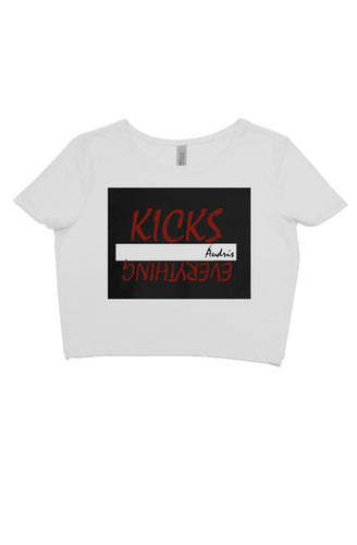 White/black/red crop tee