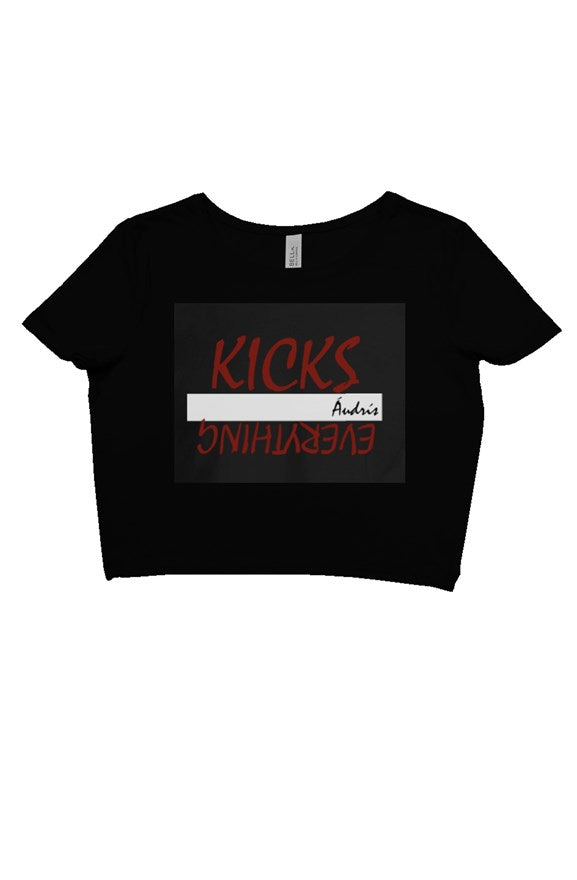Black/red crop tee